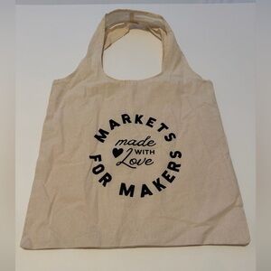 Markets Made With Love Canvas Tote Bag | For Makers Graphic Reusable Market Bag